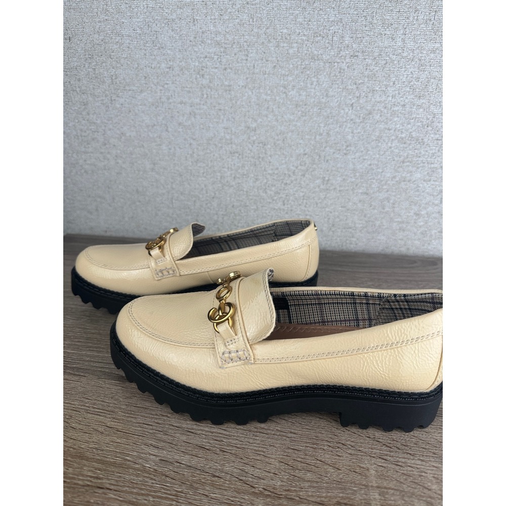 Sam Edelman Circus NY Cream Patent Loafers Deana Horsebit Lug Sole Womens 8